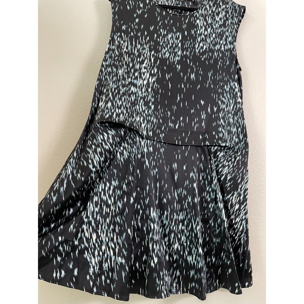 Theory Womens 12 Shadrin Black Print Stretch Silk Dress Sleeveless - Picture 5 of 10